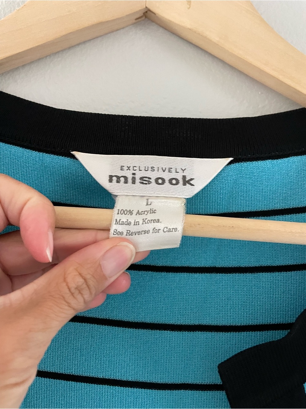 Misook Blue Yellow Black Striped Open Cardigan Vintage Sweater - Picture 3 of 4